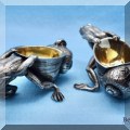 S13. Frog and snail silverplate salt cellars. 